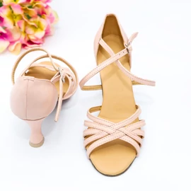 Esküvői női cipő, nyitott, keresztpántos - Púder