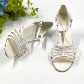 Esküvői női cipő, nyitott, felvezető pántos - több színben