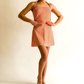 Egyenes ruha - csíkos, kék, narancs